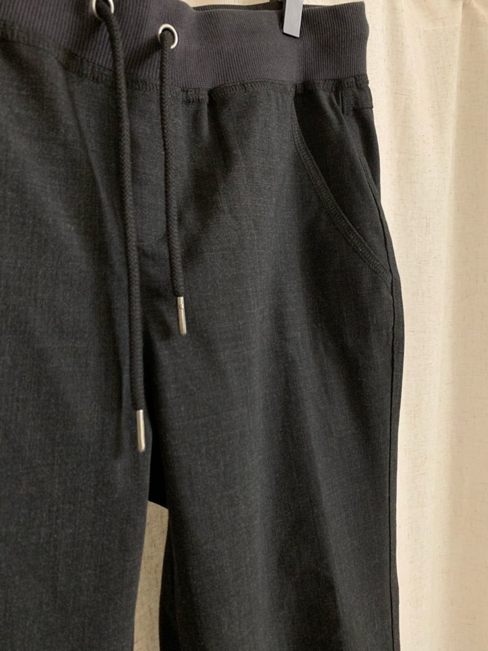 Athleta Wool Blend Black Heather Rib City Jogger Slouchy Fit Tapered Leg 10 - Picture 4 of 11